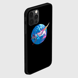 Чехол для iPhone 12 Pro NASA космическое лого, цвет: 3D-черный — фото 2