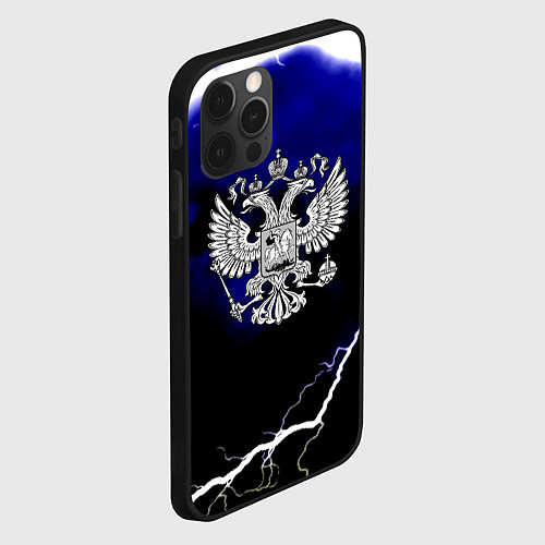 Чехол iPhone 12 Pro Россия шторм и молнии / 3D-Черный – фото 2