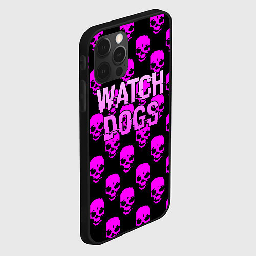 Чехол iPhone 12 Pro Watch dogs neon skull / 3D-Черный – фото 2