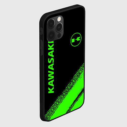 Чехол iPhone 12 Pro Kawasaki - logo / 3D-Черный – фото 2