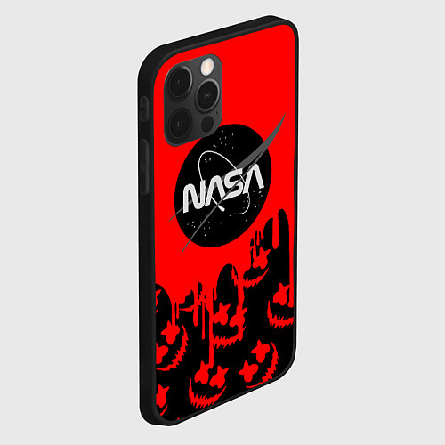 Чехол iPhone 12 Pro Marshmello x Nasa red / 3D-Черный – фото 2