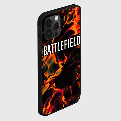 Чехол iPhone 12 Pro Battlefield red lava / 3D-Черный – фото 2