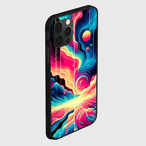 Чехол iPhone 12 Pro Neon space fantasy - ai art / 3D-Черный – фото 2