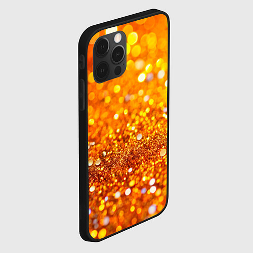 Чехол iPhone 12 Pro Оранжевые и желтые блестяшки боке / 3D-Черный – фото 2