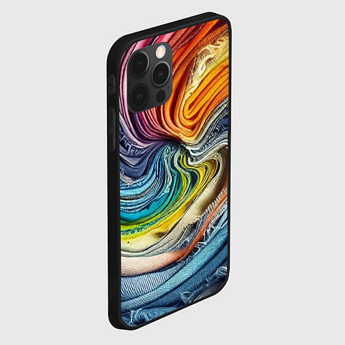 Чехол iPhone 12 Pro Красочная джинсовая воронка / 3D-Черный – фото 2