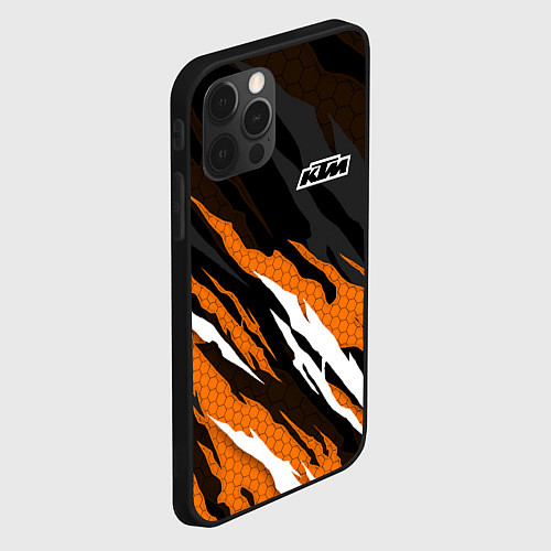 Чехол iPhone 12 Pro KTM - Рваный гексагон / 3D-Черный – фото 2