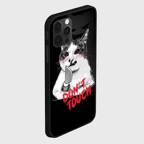 Чехол iPhone 12 Pro Сердитый кот с ножом / 3D-Черный – фото 2