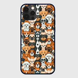 Чехол для iPhone 12 Pro Мультяшные собачки, цвет: 3D-черный