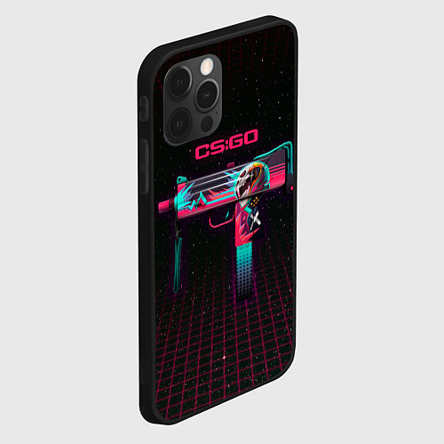 Чехол iPhone 12 Pro MAC-10 Neon Rider - CS:GO / 3D-Черный – фото 2