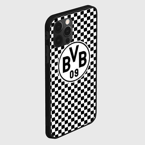 Чехол iPhone 12 Pro Borussia клетка текстура / 3D-Черный – фото 2