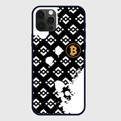 Чехол для iPhone 12 Pro Bitcoin pattern binance, цвет: 3D-черный