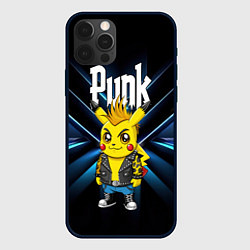 Чехол для iPhone 12 Pro Пикачу панк в косухе, цвет: 3D-черный