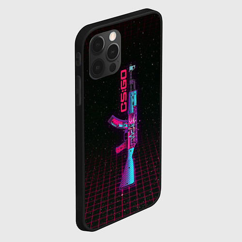 Чехол iPhone 12 Pro AK-47 Neon Rider - CS:GO / 3D-Черный – фото 2