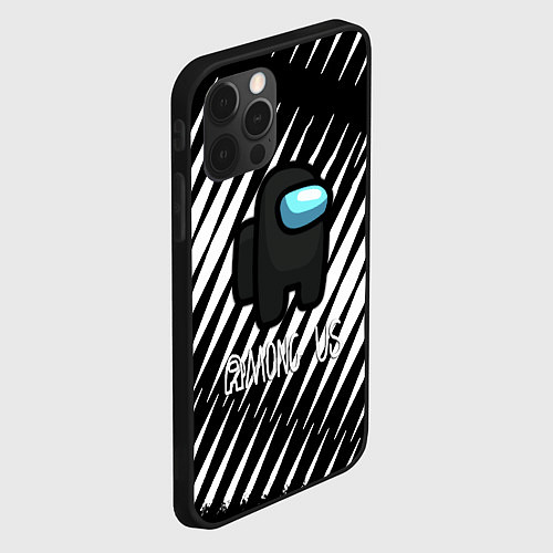 Чехол iPhone 12 Pro Among us текстура / 3D-Черный – фото 2