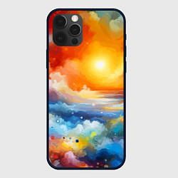 Чехол для iPhone 12 Pro Закат солнца - разноцветные облака, цвет: 3D-черный