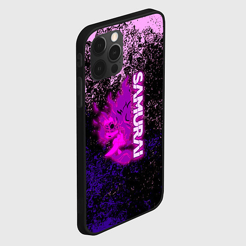Чехол iPhone 12 Pro Samurai neon logo краски / 3D-Черный – фото 2