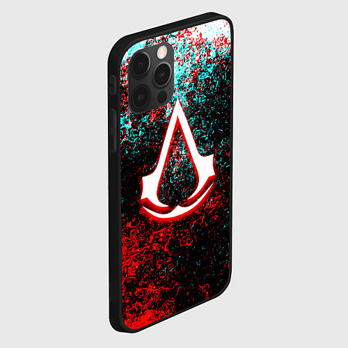 Чехол iPhone 12 Pro Assassins Creed logo glitch / 3D-Черный – фото 2