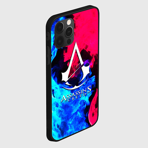 Чехол iPhone 12 Pro Assassins Creed fight fire / 3D-Черный – фото 2