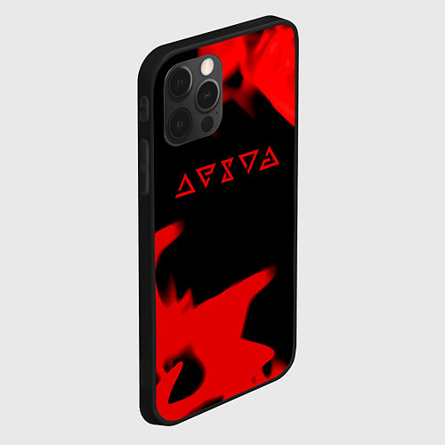 Чехол iPhone 12 Pro Ведьмак лого огонь / 3D-Черный – фото 2