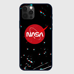 Чехол для iPhone 12 Pro NASA glitch splash, цвет: 3D-черный