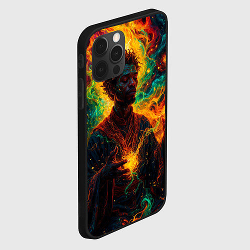 Чехол iPhone 12 Pro Огненный монах / 3D-Черный – фото 2