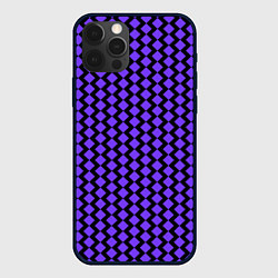 Чехол для iPhone 12 Pro Паттерн фиолетовые ромбы, цвет: 3D-черный
