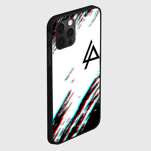 Чехол iPhone 12 Pro Linkin park краски глитч / 3D-Черный – фото 2