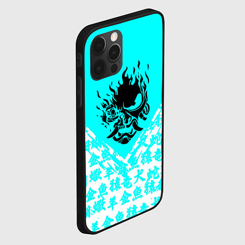 Чехол iPhone 12 Pro Cyberpunk neon samurai japan / 3D-Черный – фото 2