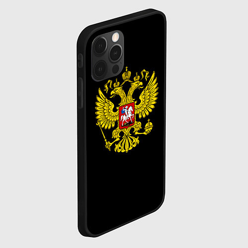 Чехол iPhone 12 Pro Герб РФ gold / 3D-Черный – фото 2