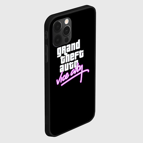 Чехол iPhone 12 Pro GTA vice city logo / 3D-Черный – фото 2