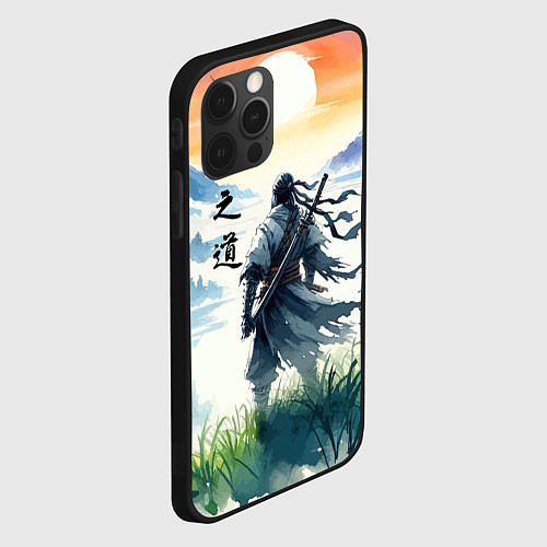 Чехол iPhone 12 Pro Ghost of Tsushima - samurai on the background of t / 3D-Черный – фото 2