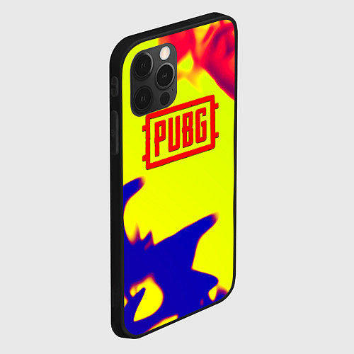 Чехол iPhone 12 Pro PUBG neon flame / 3D-Черный – фото 2