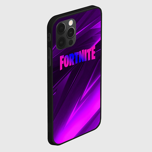 Чехол iPhone 12 Pro Fortnite neon stripes angles logo / 3D-Черный – фото 2