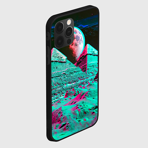Чехол iPhone 12 Pro Пирамиды и луна - стереоэффект / 3D-Черный – фото 2