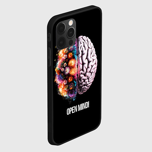 Чехол iPhone 12 Pro Открой разум: мозг с цветами - Open mind / 3D-Черный – фото 2