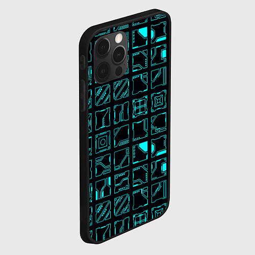 Чехол iPhone 12 Pro Квадратные геометрические инженерные синие схемы п / 3D-Черный – фото 2