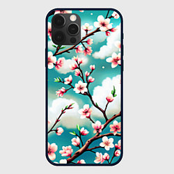 Чехол для iPhone 12 Pro Цветущие ветки японской сакуры, цвет: 3D-черный