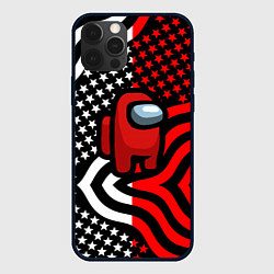 Чехол для iPhone 12 Pro Among us usa style, цвет: 3D-черный