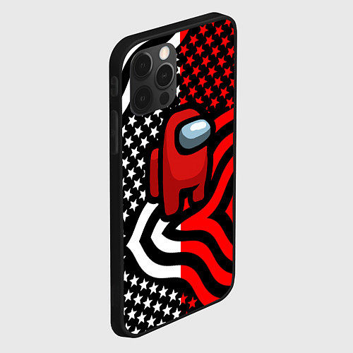 Чехол iPhone 12 Pro Among us usa style / 3D-Черный – фото 2