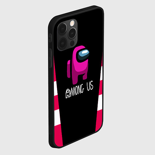 Чехол iPhone 12 Pro Among us geometry pink / 3D-Черный – фото 2