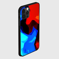 Чехол для iPhone 12 Pro Синий и красный полигоны, цвет: 3D-черный — фото 2
