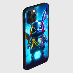 Чехол для iPhone 12 Pro Neon cyber Pikachu made of metal steel - ai art, цвет: 3D-черный — фото 2