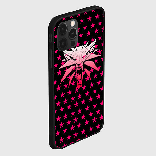 Чехол iPhone 12 Pro Ведьмак звёзды паттерн / 3D-Черный – фото 2