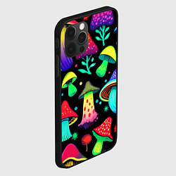Чехол для iPhone 12 Pro Биолюминесцентные кислотные грибы, цвет: 3D-черный — фото 2