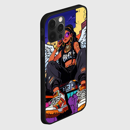 Чехол iPhone 12 Pro Городской ангел - urban style / 3D-Черный – фото 2