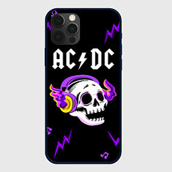Чехол для iPhone 12 Pro AC DC неоновый череп, цвет: 3D-черный