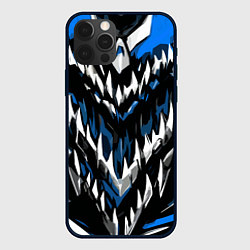 Чехол для iPhone 12 Pro Абстрактные бело-синие шипы, цвет: 3D-черный