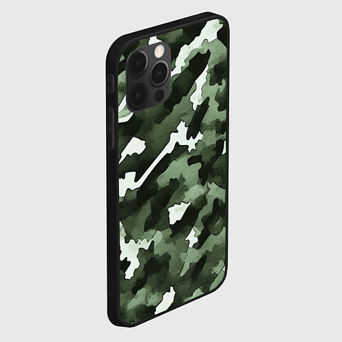 Чехол iPhone 12 Pro Армейский зелёный камуфляж / 3D-Черный – фото 2