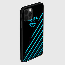 Чехол для iPhone 12 Pro Opel чёрно-голубой шахматка, цвет: 3D-черный — фото 2