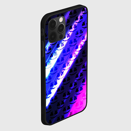 Чехол iPhone 12 Pro Marshmello неоновый паттерн / 3D-Черный – фото 2